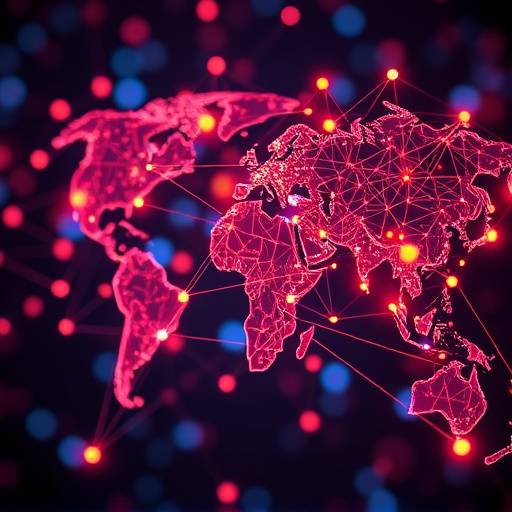 Abstract representation of global online learning trends with interconnected nodes